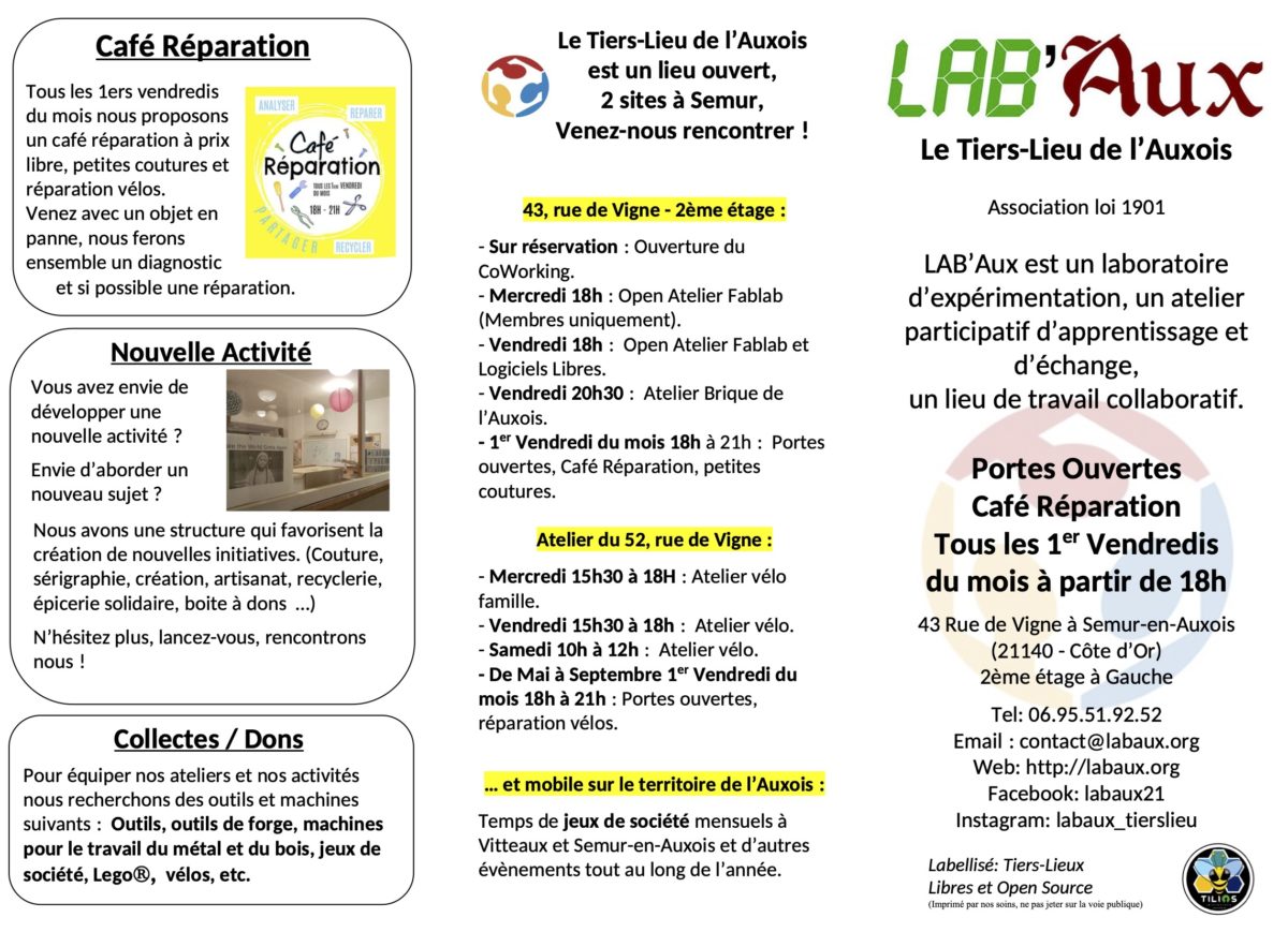 Coop’Aux : Atelier Bois Métal Et Forge – Lab'Aux, Votre FabLab En Auxois